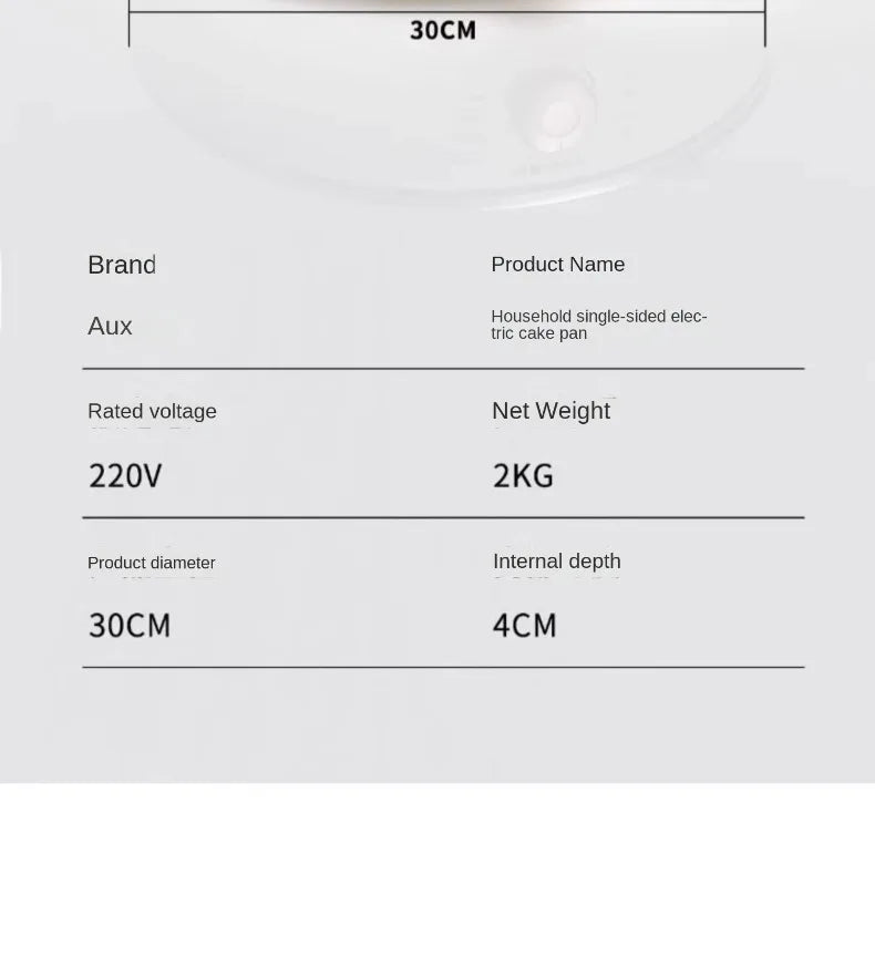 220V Deep Non-Stick Electric Skillets with Automatic Pancake Maker Pizza Baking Pan for Home Cooking Multi Cooker