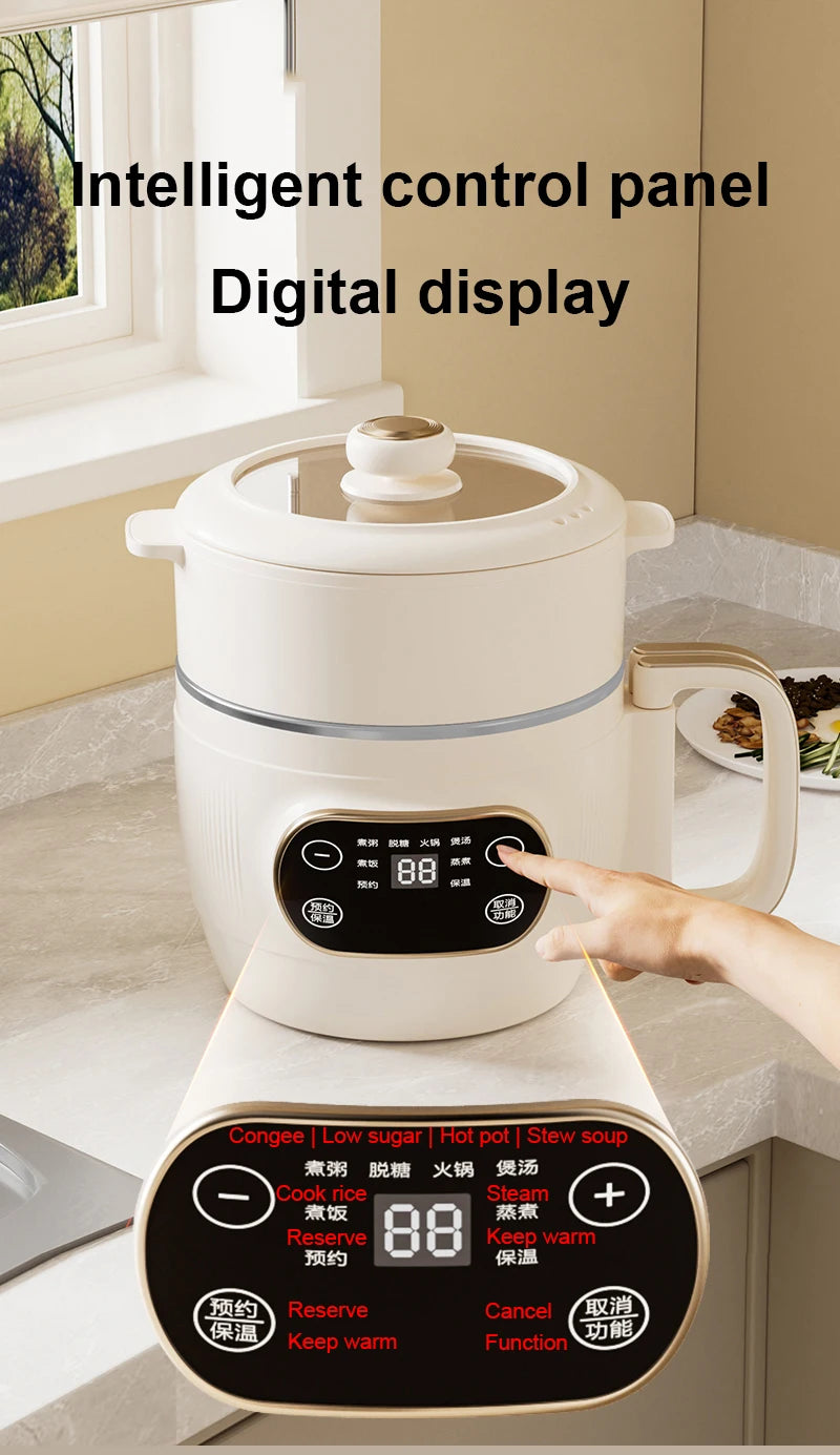 2L Multicooker Low Sugar Rice cooker Hotpot Ramen boiler Soup stew pot Automatic insulation Baby supplement congee simmer 110V