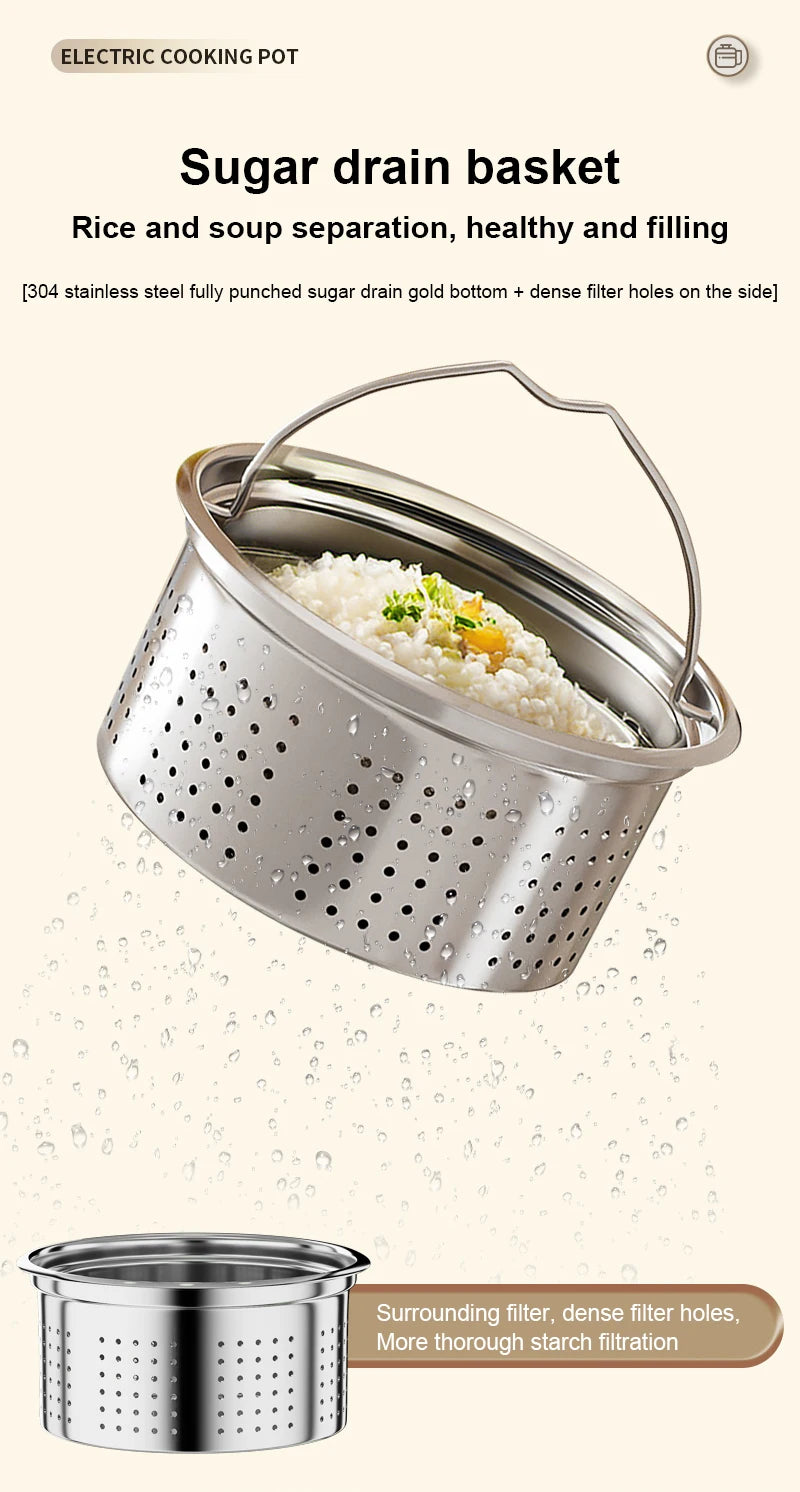 2L Multicooker Low Sugar Rice cooker Hotpot Ramen boiler Soup stew pot Automatic insulation Baby supplement congee simmer 110V